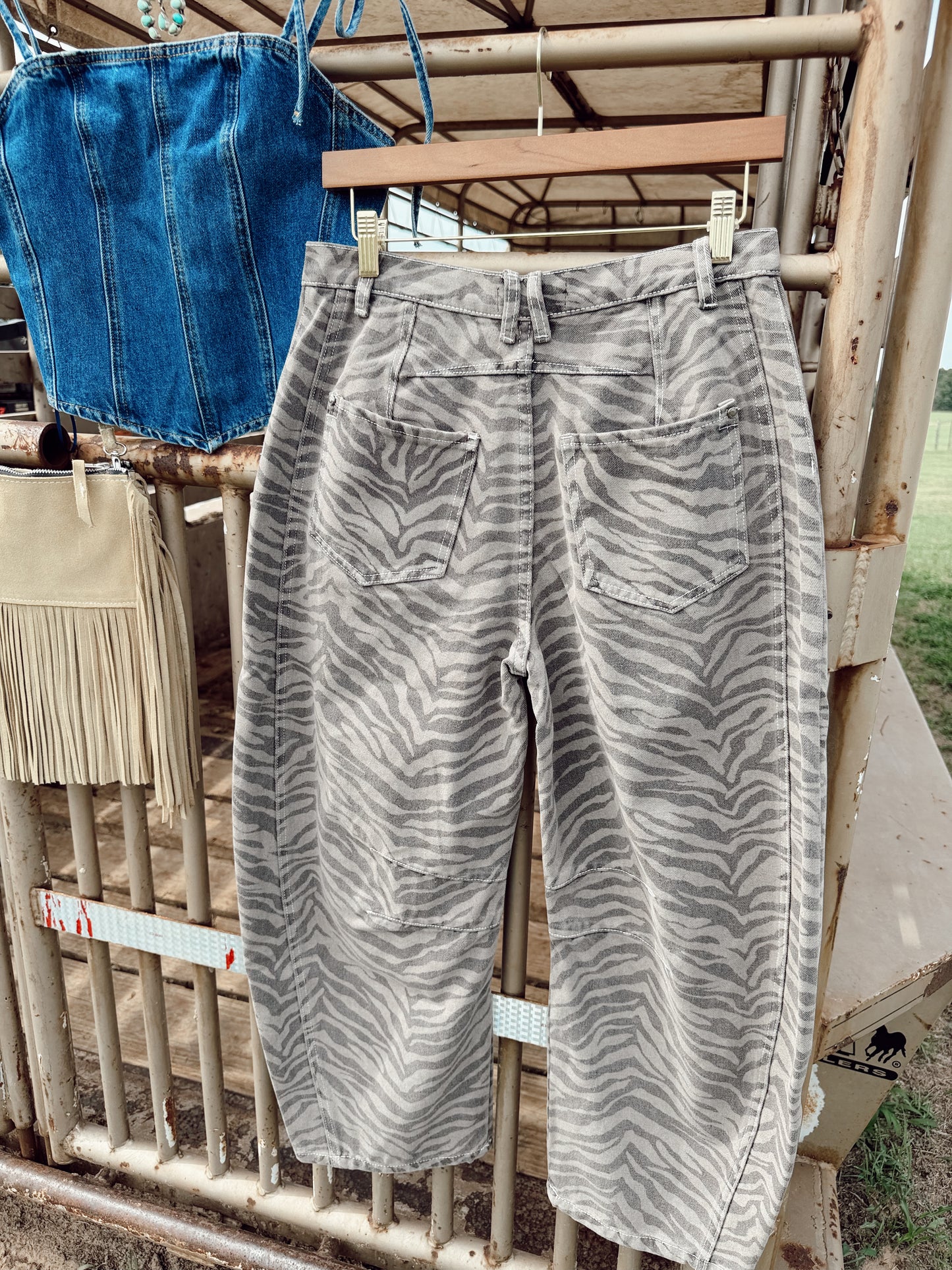 The Zebra Print Barrel Jeans