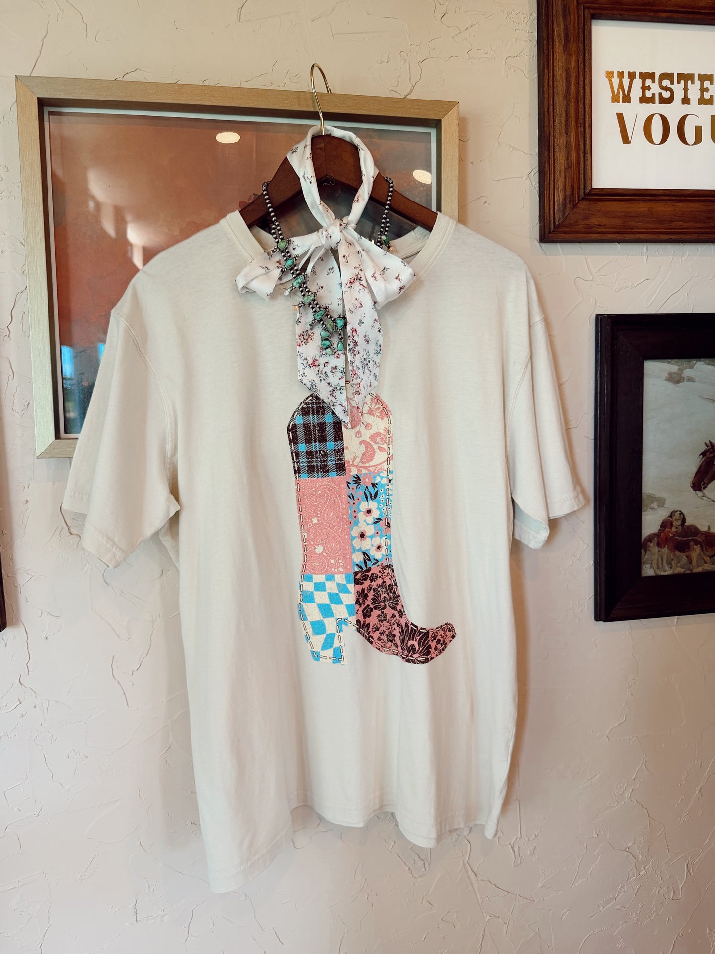 The Quilted Print Cowboy Boot T-Shirt