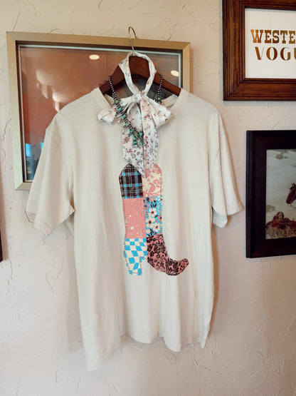 The Quilted Print Cowboy Boot T-Shirt