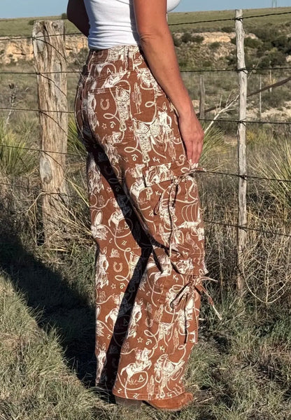 The Ranch Roundup Western Print Cargo Jeans