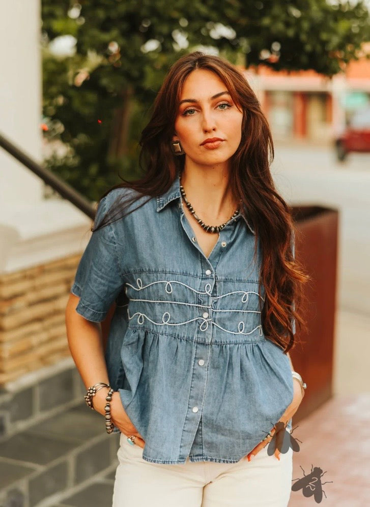 The Loopty Lou Denim Top