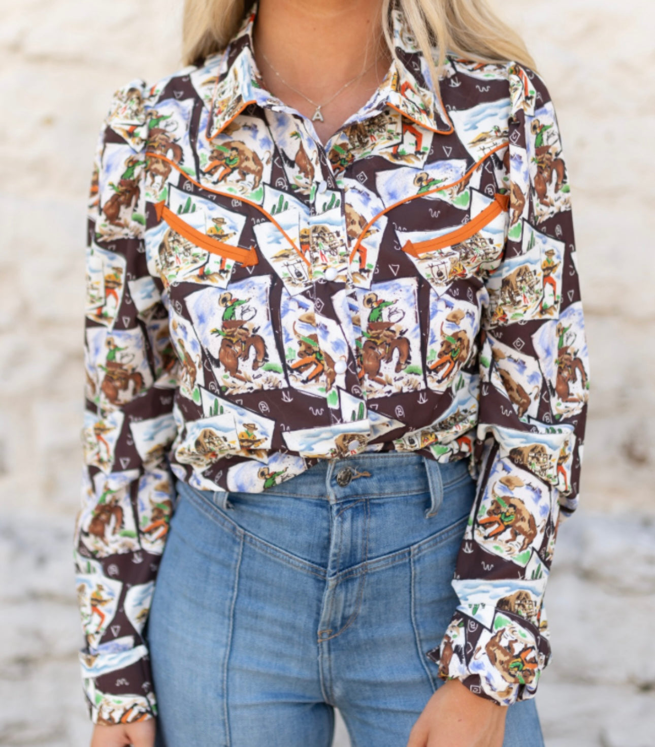 The Cowboy Stamps Pearl Snap Top