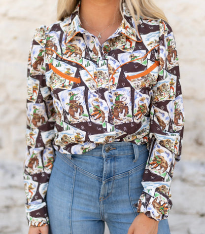 The Cowboy Stamps Pearl Snap Top