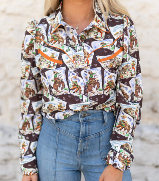 The Cowboy Stamps Pearl Snap Top