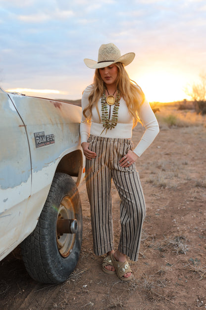 The Striped Denim Pants