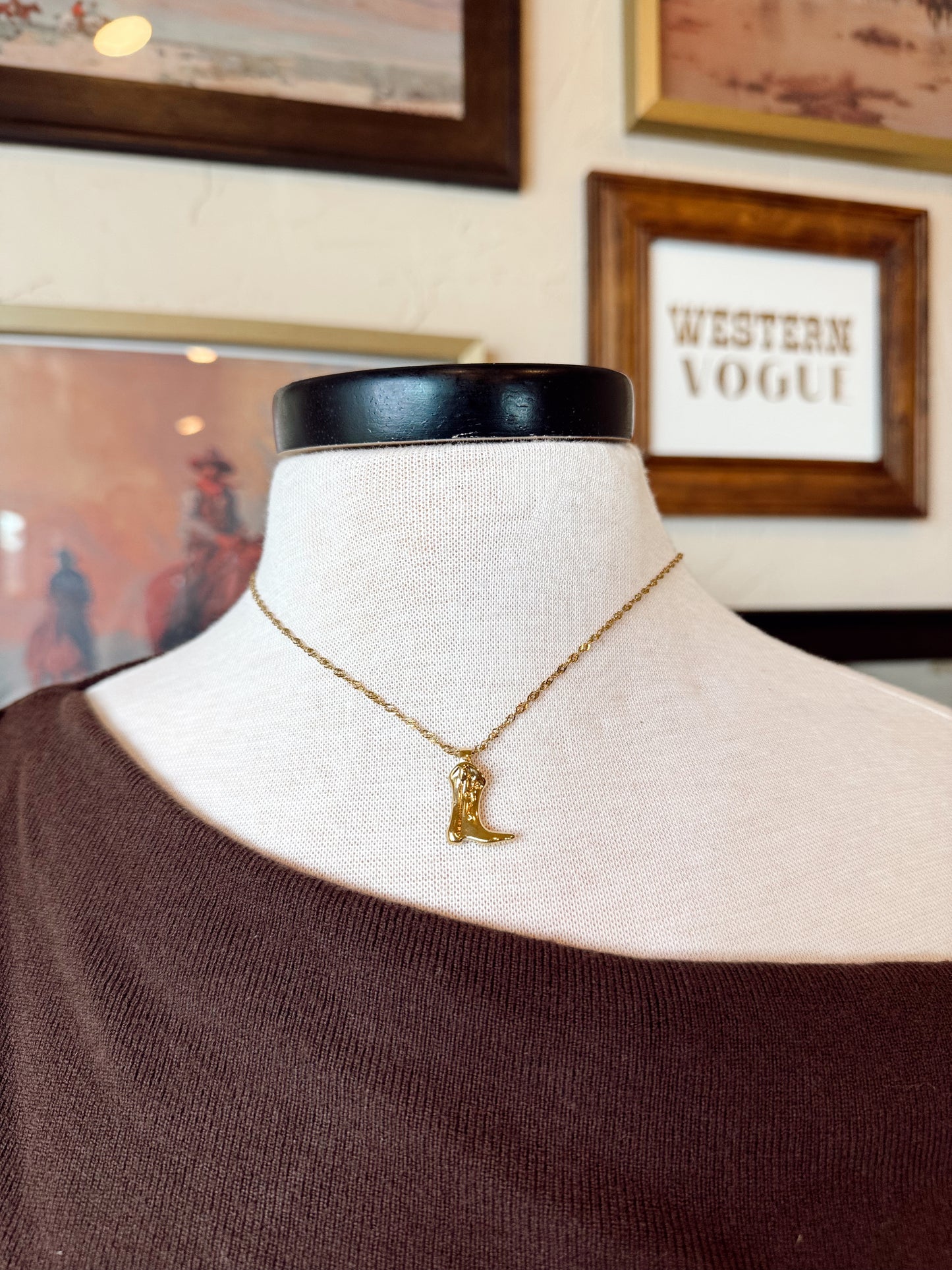 The Gold Cowboy Boot Necklace