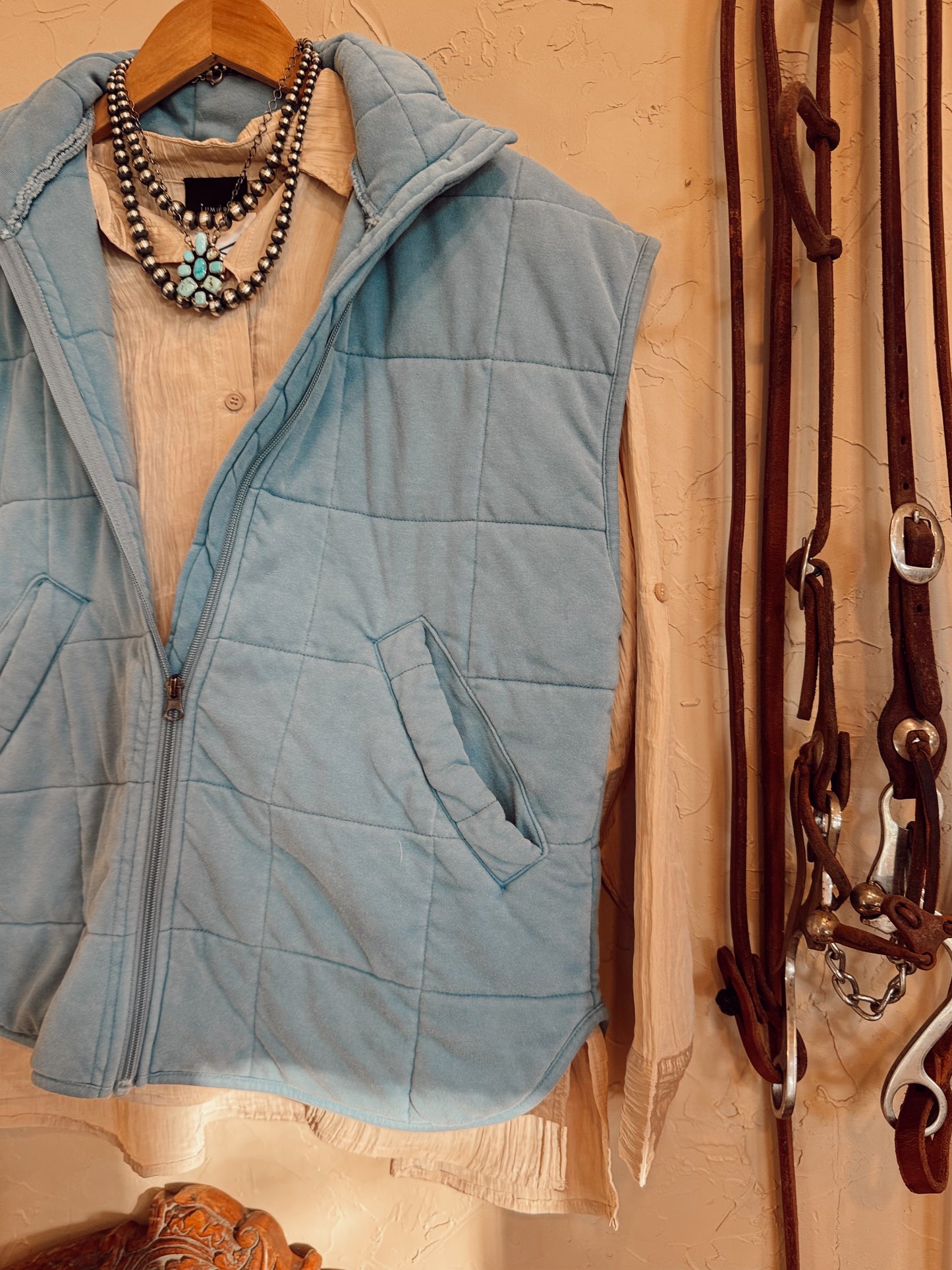 The Quilted Vest in Chambray