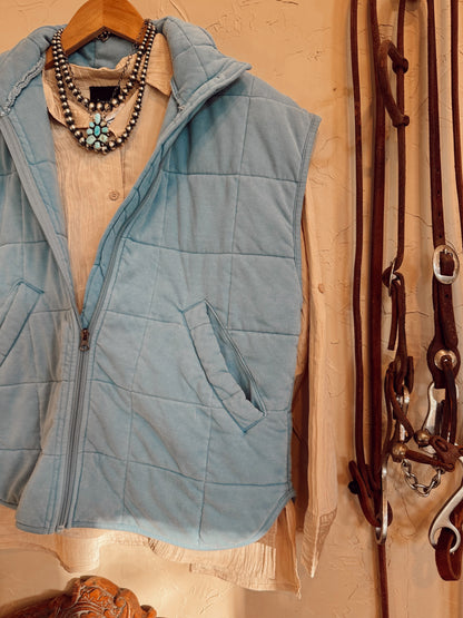 The Quilted Vest in Chambray