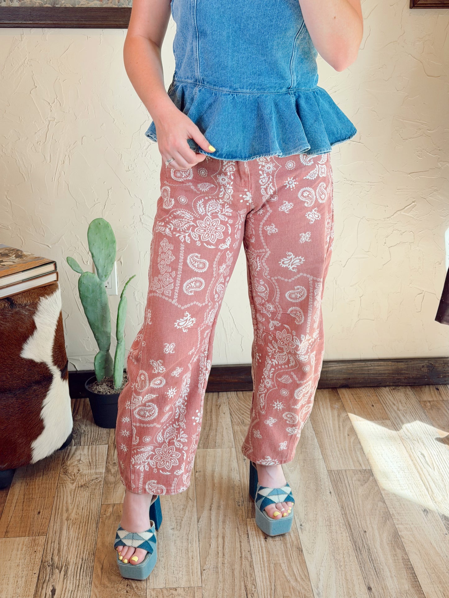 The Parker Paisley Barrel Jeans