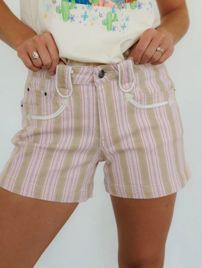 The Striped Denim Shorts