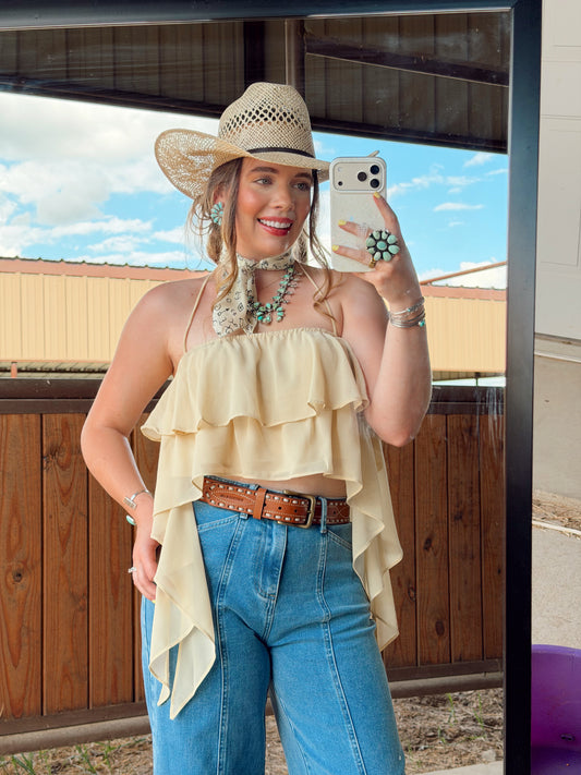 The Bryn Ruffle Halter Top