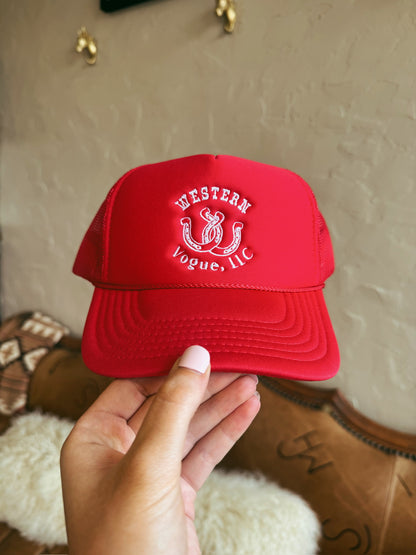 The Western Vogue Lucky Trucker Hat in Red