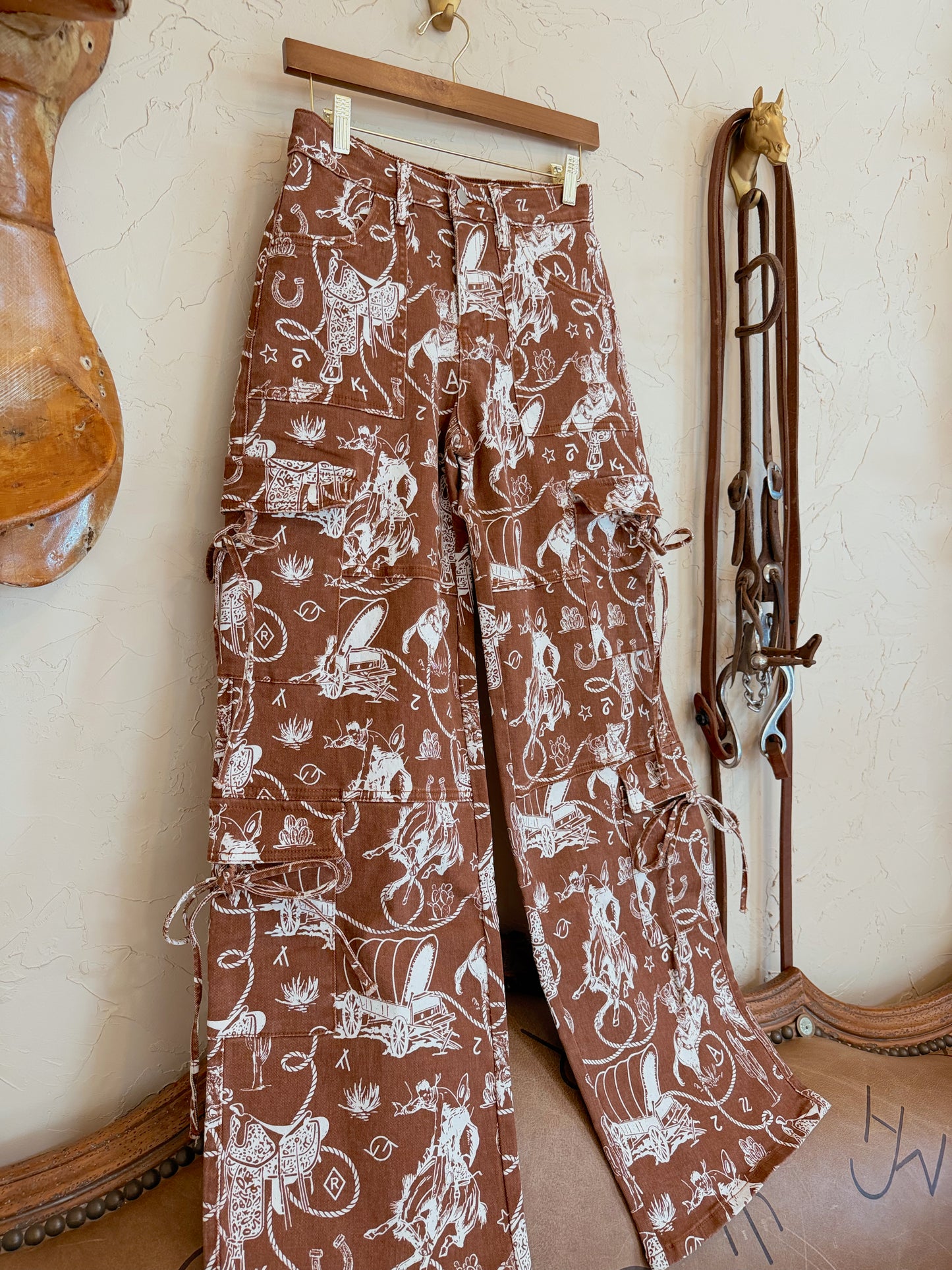 The Ranch Roundup Western Print Cargo Jeans