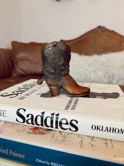 Vintage Brass Cowboy Boot Statue