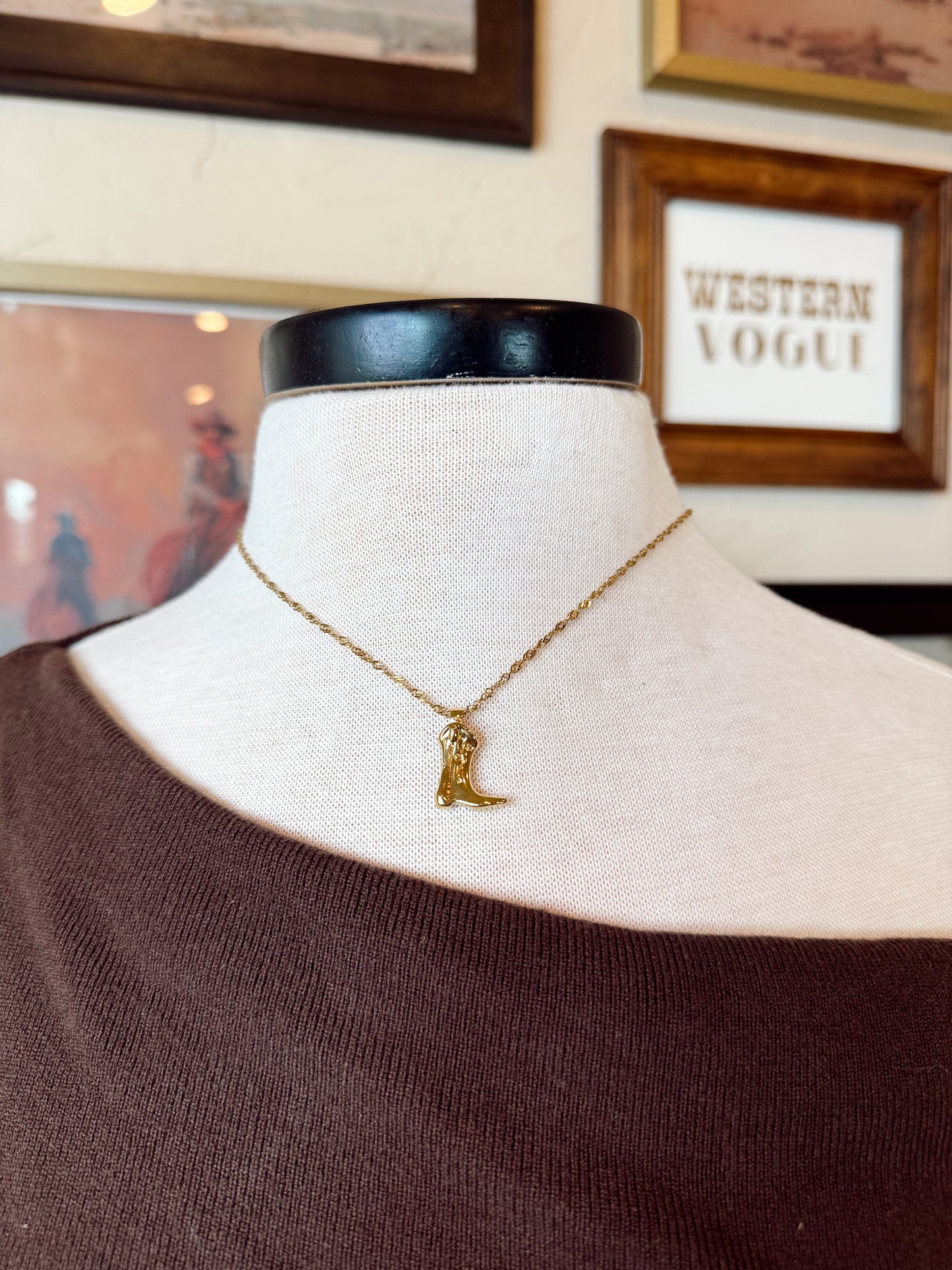 The Gold Cowboy Boot Necklace