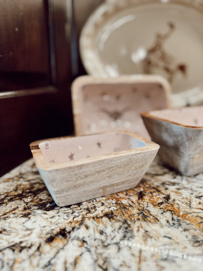 The 3 Piece Wood & Enamel Bowl Set