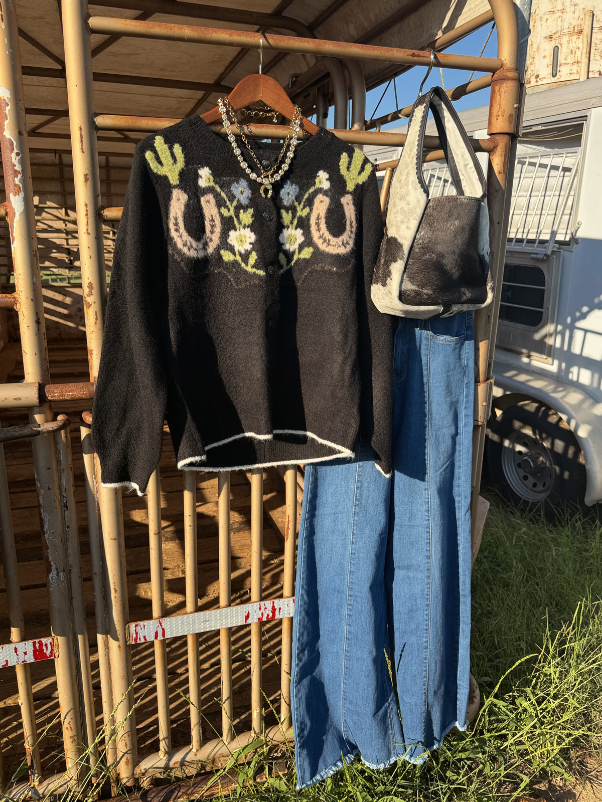 The Floral Filly Horseshoe Cardigan
