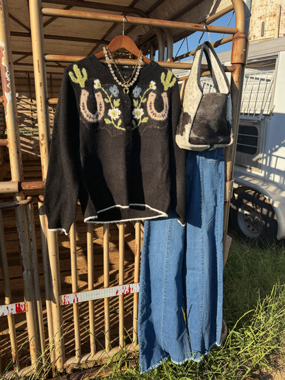 The Floral Filly Horseshoe Cardigan