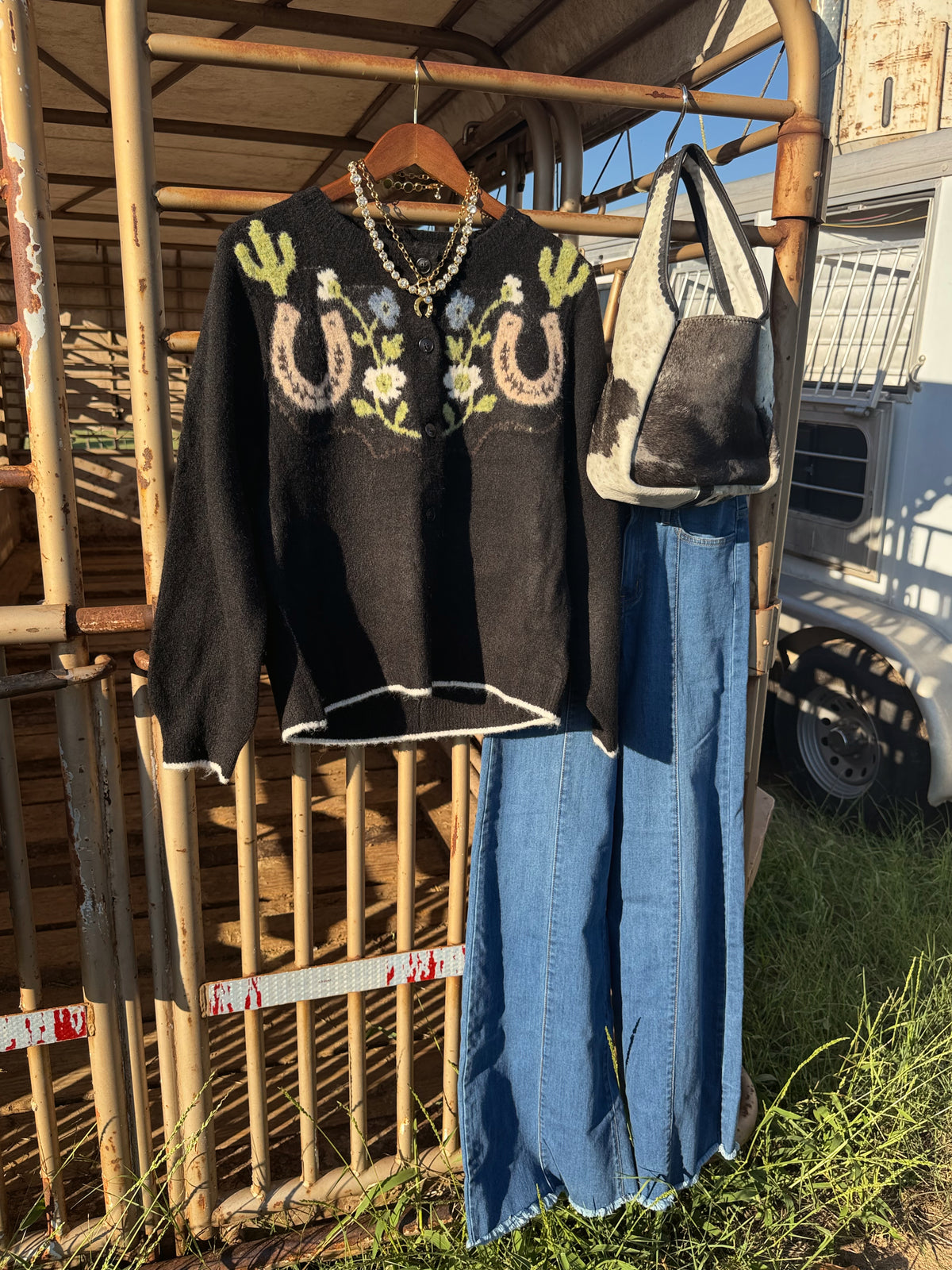 The Floral Filly Horseshoe Cardigan