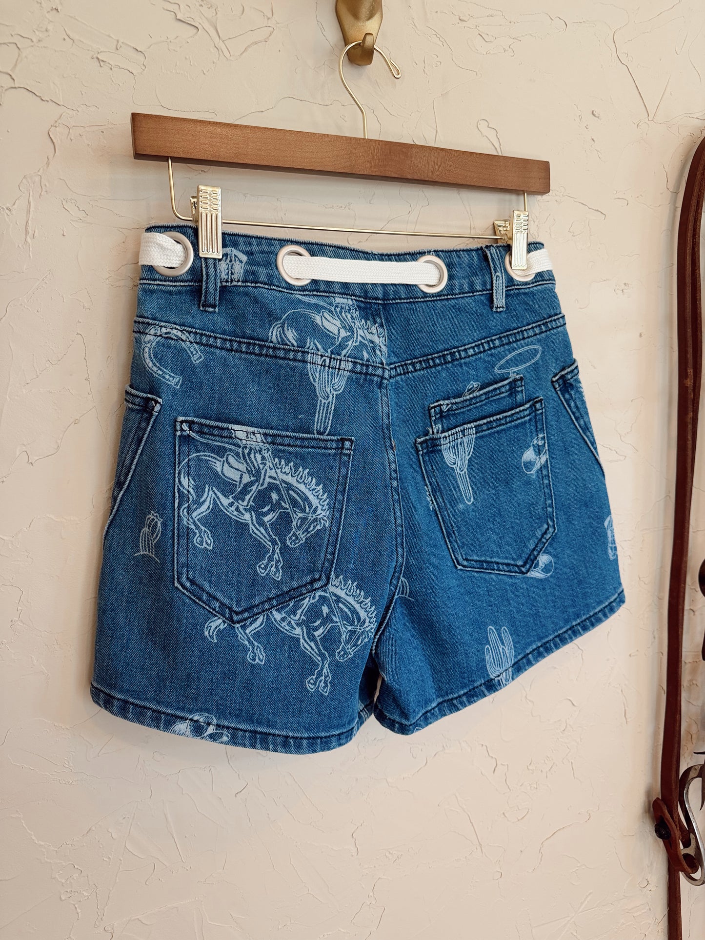 The Western Print Denim Shorts