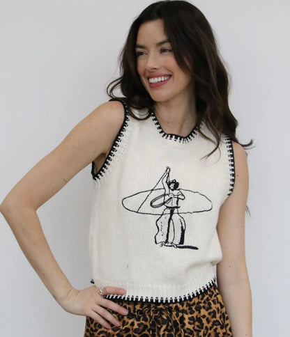 The Embroidered Roping Cowboy Sweater Vest