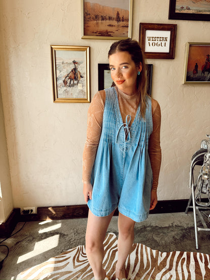 The Driggers Denim Romper in Light Wash-Medium