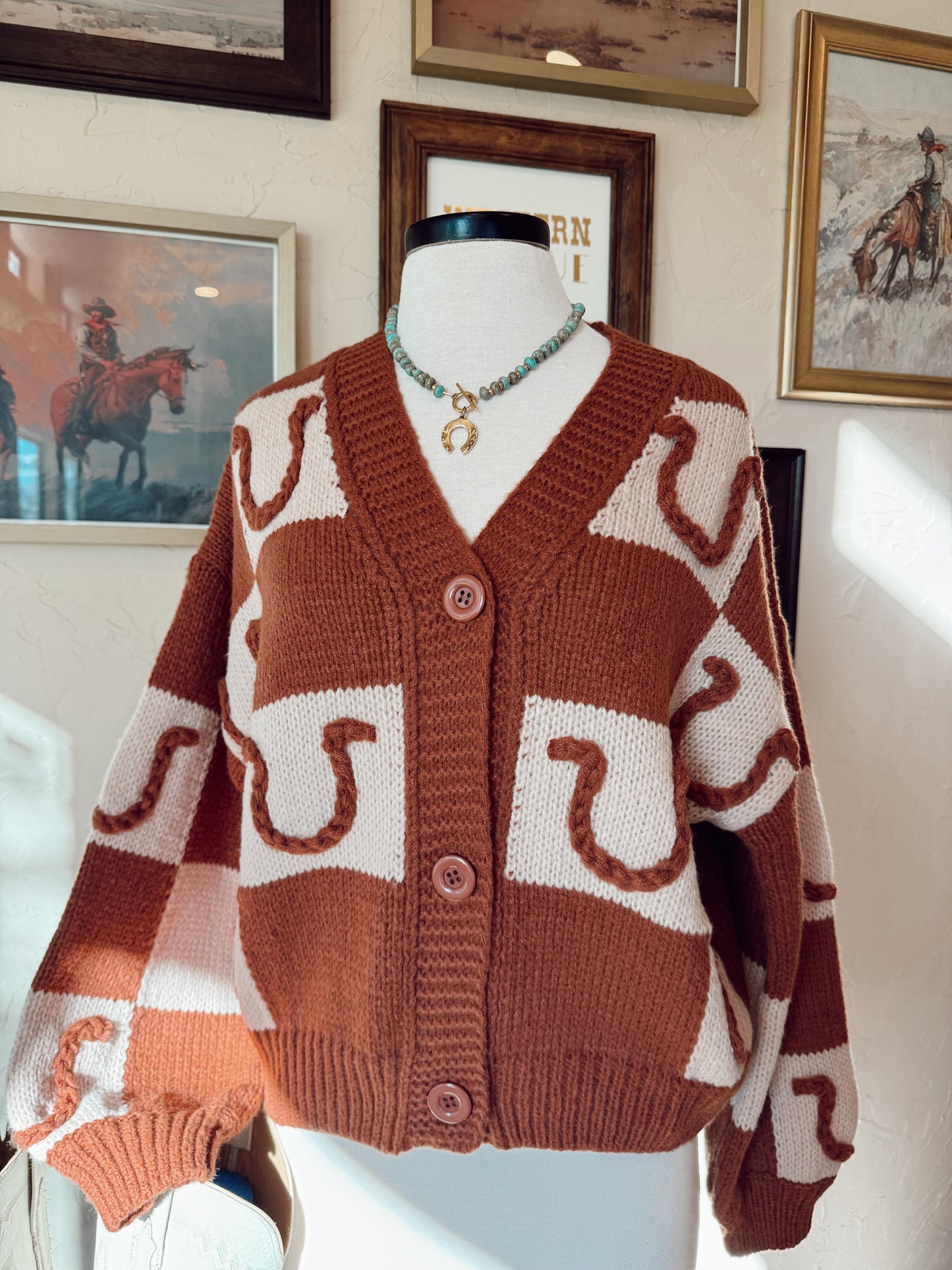 The Horseshoe Cardigan in Brown