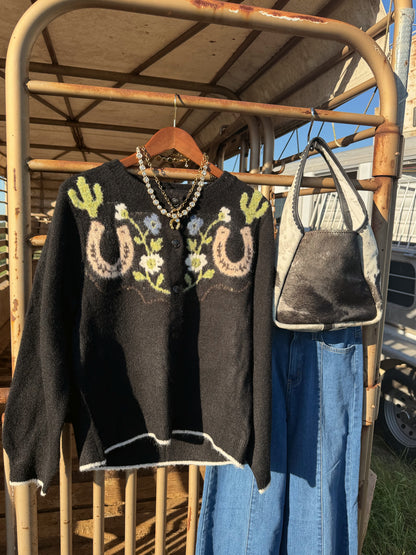 The Floral Filly Horseshoe Cardigan