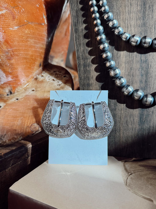 The Mini Buckle HillBetty Earrings in Silver