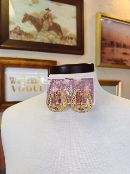The Mini Buckle Betty Earrings in Gold