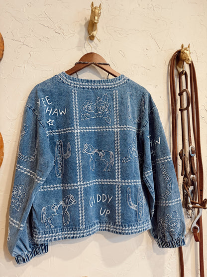 The Cowgirl Things Embroidered Denim Jacket