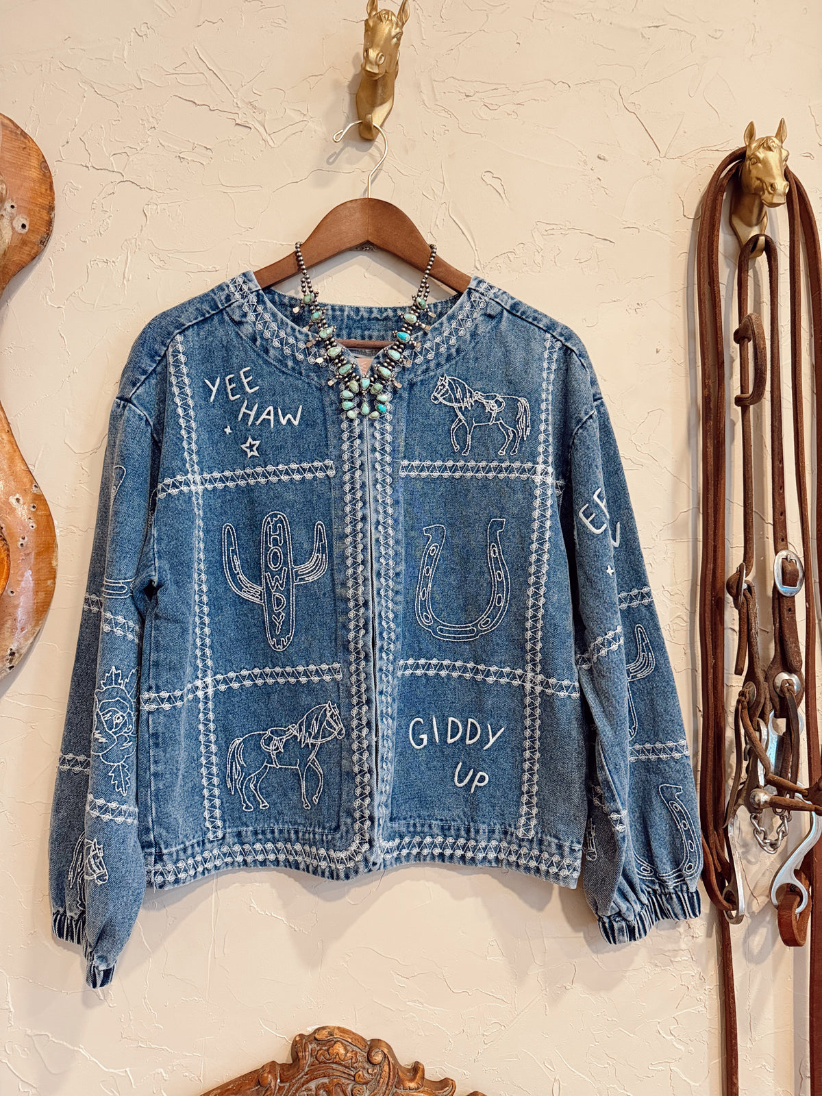 The Cowgirl Things Embroidered Denim Jacket