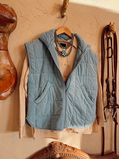 The Quilted Vest in Chambray