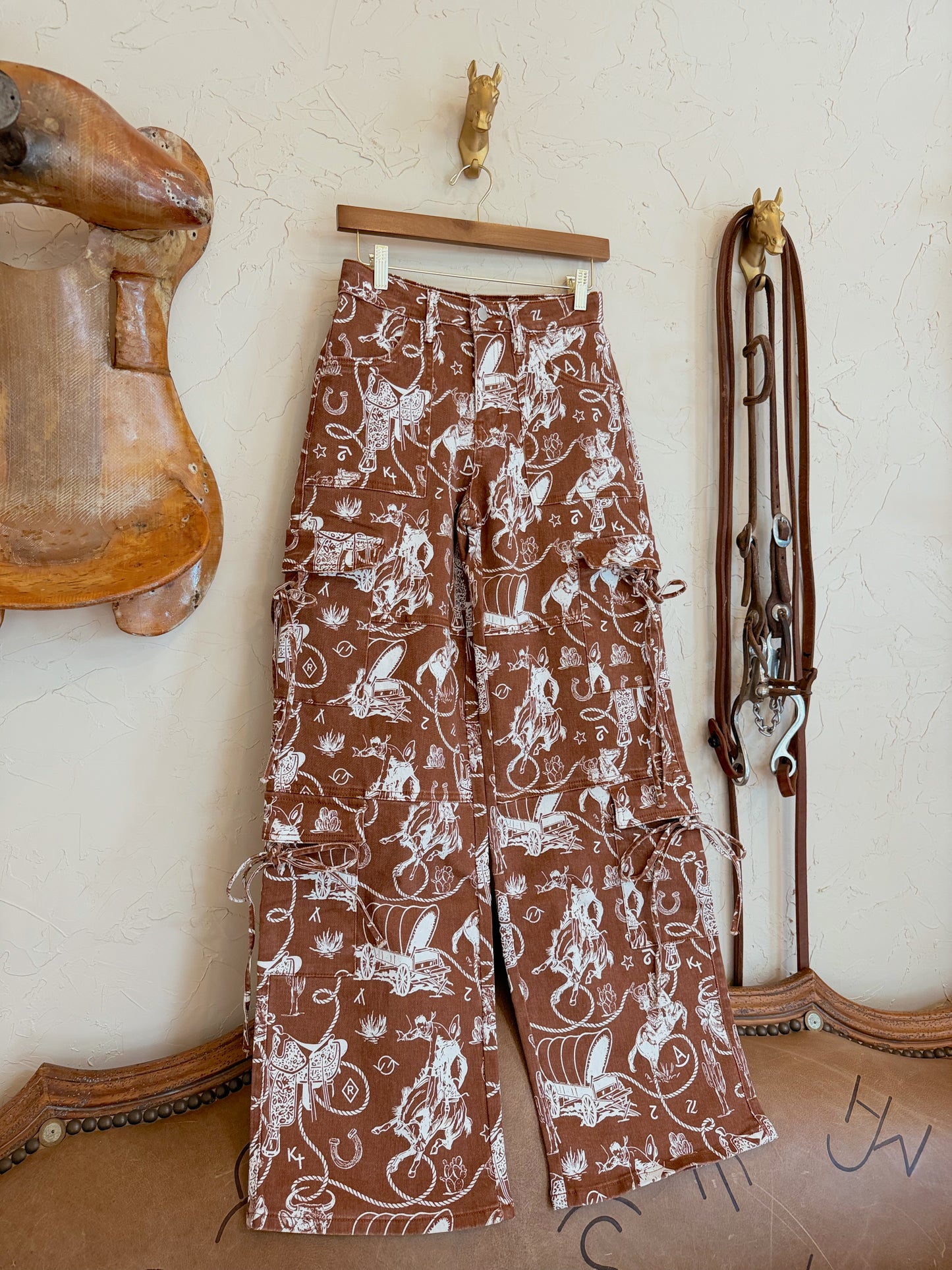 The Ranch Roundup Western Print Cargo Jeans