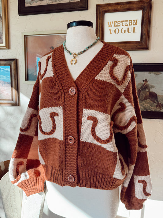 The Horseshoe Cardigan in Brown