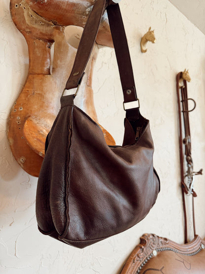 The Chocolate Brown with Turquoise Stones Two Bar West Bag