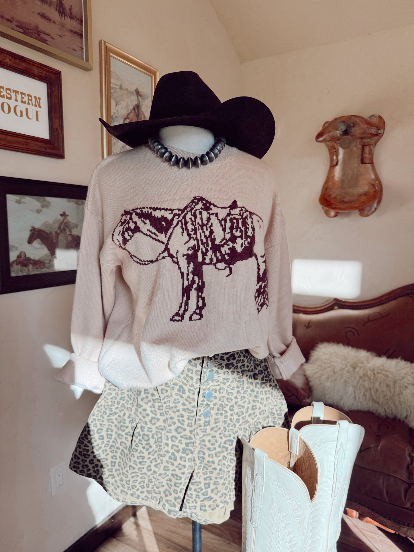 The Cowpony Sweater in Cream