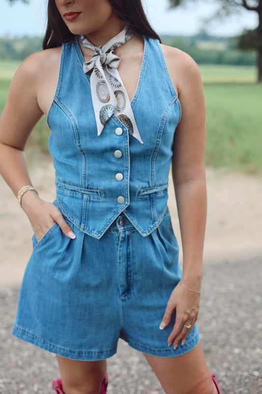 The Dally Denim Romper