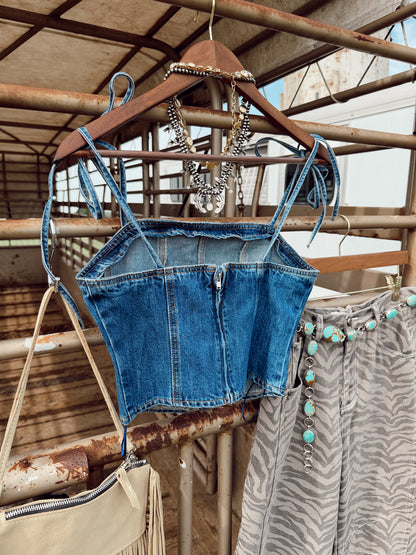 The Dumas Denim Corset Top