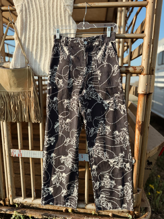 The Catching Cowboys Western Print Pants PREORDER