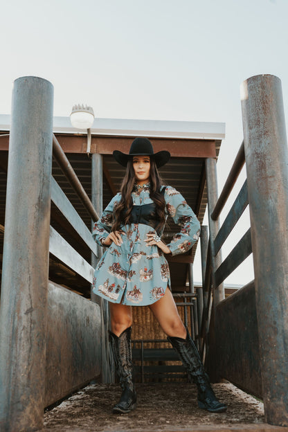 The Tasha Polizzi Faded Blue Four Corners Tunic
