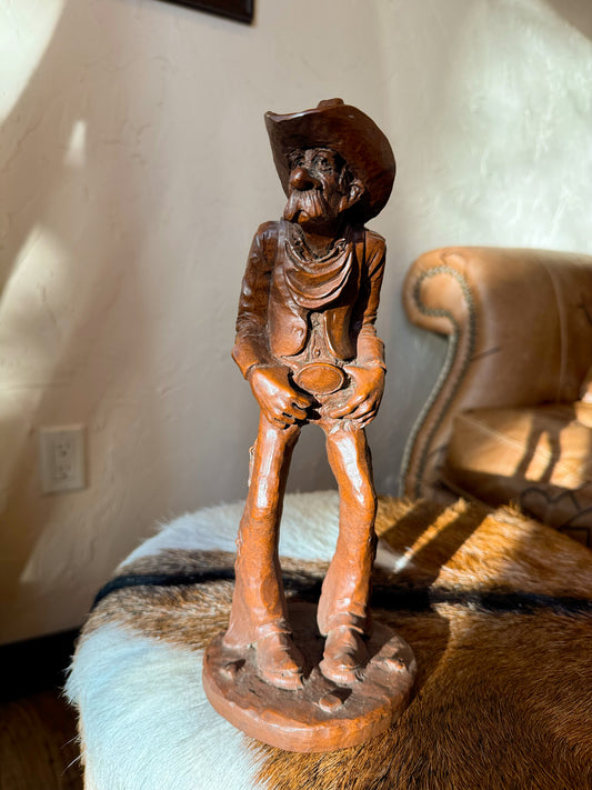Vintage Ol’ Cowboy Hand Carved Statue