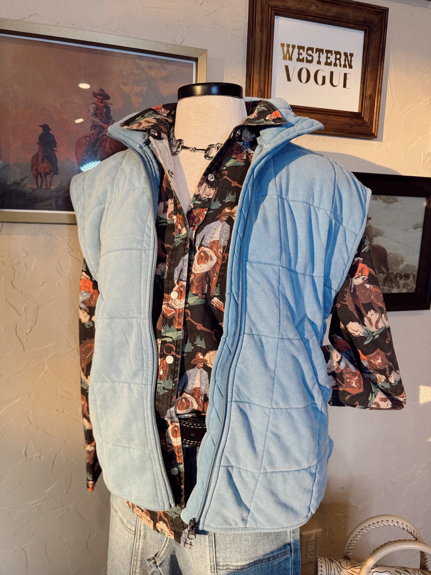 The Quilted Vest in Chambray