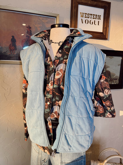 The Quilted Vest in Chambray