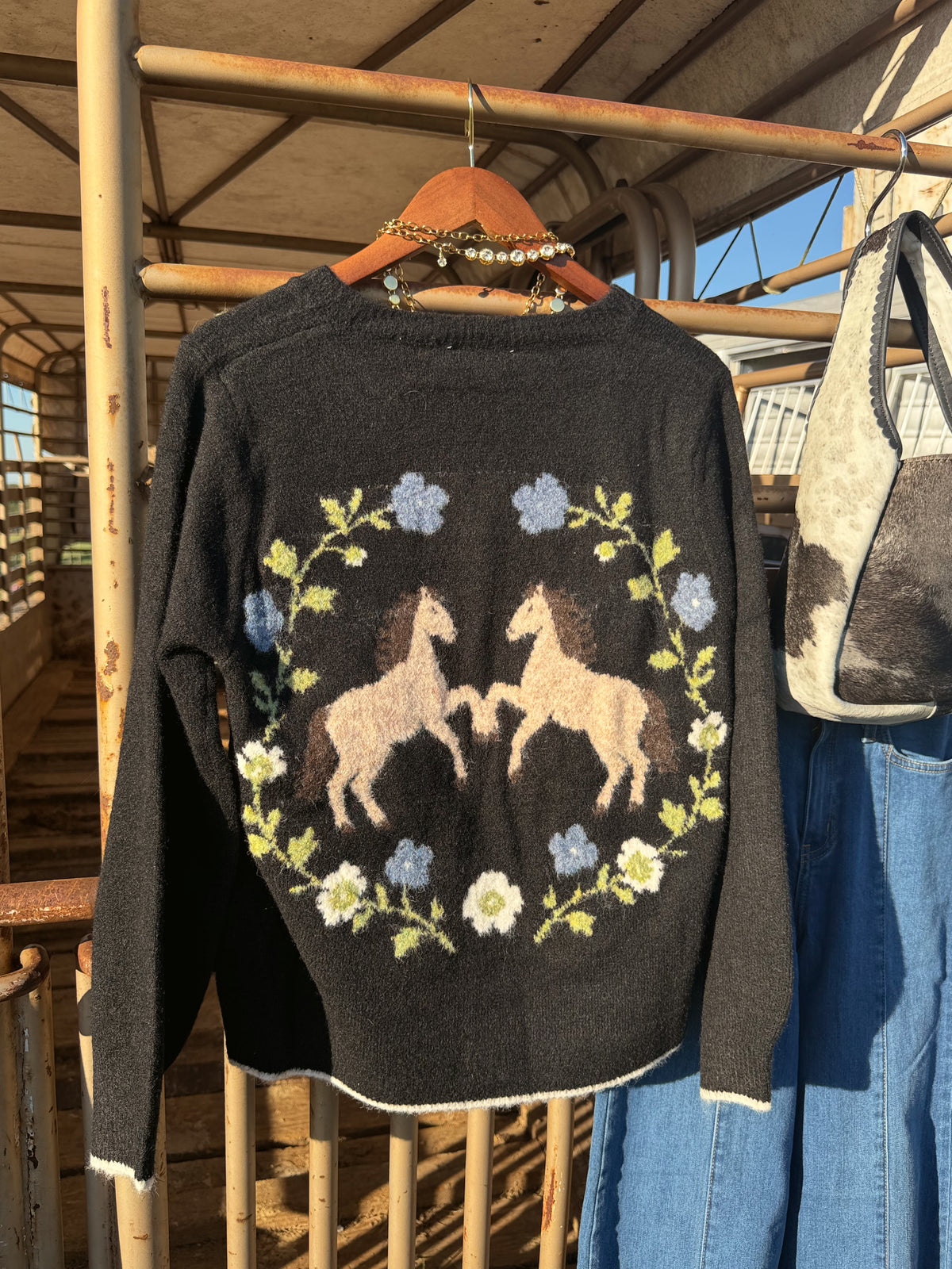 The Floral Filly Horseshoe Cardigan