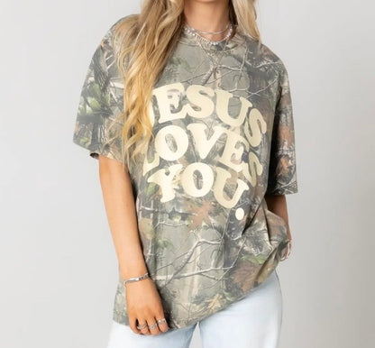 The Camo Jesus Loves You T-Shirt