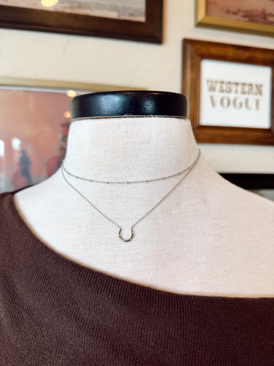 The Double Layer Horseshoe Necklace {GOLD + SILVER}