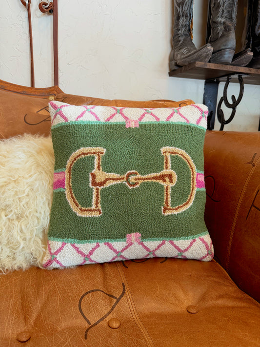 The Pink Snaffle Bit Hook Pillow PREORDER