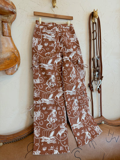 The Ranch Roundup Western Print Cargo Jeans