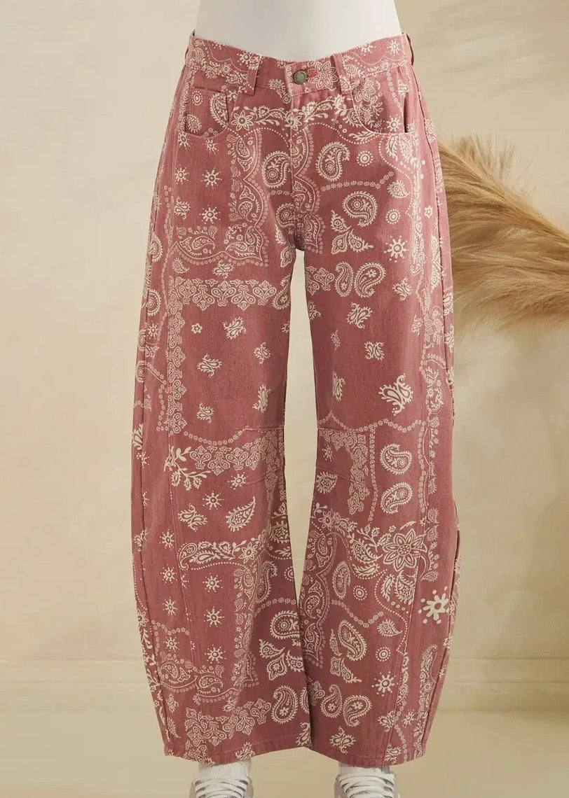 The Parker Paisley Barrel Jeans